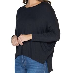 Zara Women's Lightweight Wool Sweater Oversized Fit Dolman Sleeves Black Size M